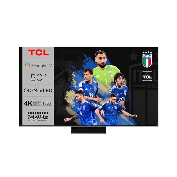 tcl 50qm8b tv miniled 50”, pannello qled 144hz, 4k hdr premium 1300nit, google tv (dolby vision iq & atmos, audio onkyo, controllo vocale hands-free, compatibile con google assistant, alexa,airplay2)