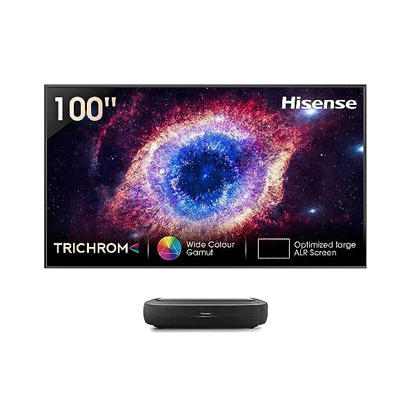 hisense laser tv 100 4k 2023 100l9hd, schermo anti-riflesso alr, 3000 lumen, 4k, hdr10, smart tv vidaa 6.0, dolby vision e atmos, apple airplay 2 & home kit, alexa, tivùsat 4k, installazione gratuita