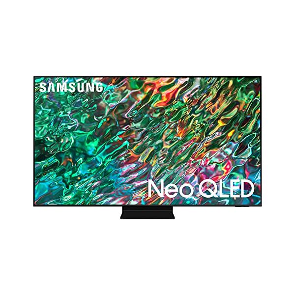 samsung tv neo qled qe85qn90batxzt, smart tv 85 serie qn90b, neo qled 4k uhd, alexa e google assistant integrati, titan black, 2022, dvb-t2