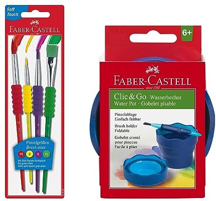 Faber-Castell 205074 - Set per dipingere con tazza d'acqua e pennello, 5 pezzi, per la scuola e il tempo libero