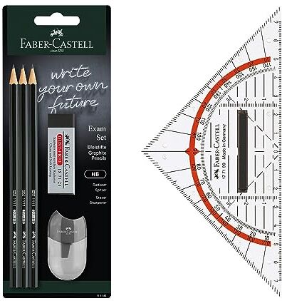 Faber-Castell 205067 - Set da esame con matita quadrata 14 cm, matite HB, gomma e temperino