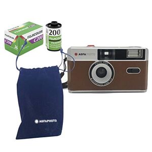 AgfaPhoto - Fotocamera analogica da 35 mm, colore: Marrone (film + batteria)