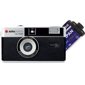 AgfaPhoto - Fotocamera analogica da 35 mm, formato 1/2, colore nero, con pellicola negativa e batteria