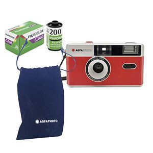 AgfaPhoto - fotocamera analogica da 35 mm, colore: Rosso (film + batteria)