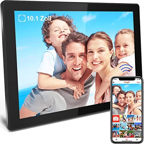 SURFOU Cornice Digitale 10 Pollici WiFi Cornice Foto Digitale IPS Touch Screen, HD Cornici Elettronica con 16GB di Memoria, Rotazione Automatica, Calendario, Sveglia, Tempo Metereologico