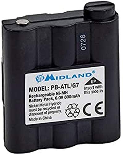 Midland PB-ATL/G7, Batteria per  G7/G7XT/G7PRO, G9/G9PLUS/G9PRO e Pacific, 800mAh (6 V), Batteria per Walkie Talkie