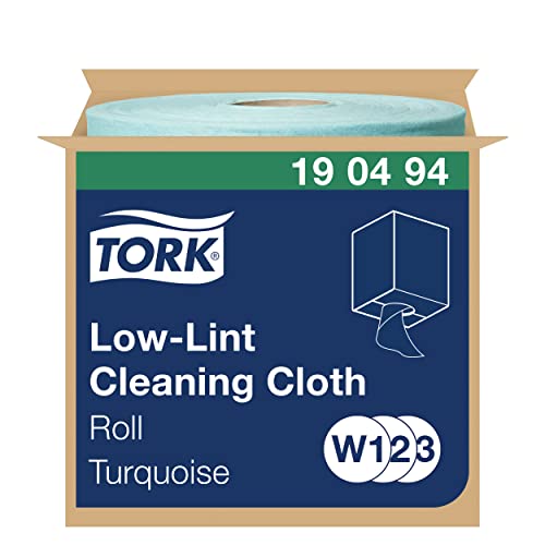 Tork 190494 Panno Premium per pulizia senza residui, compatibile con i sistemi W1, W2 e W3, monovelo, 1 conf. x 1 rotolo (1 x 180 m), colore turchese