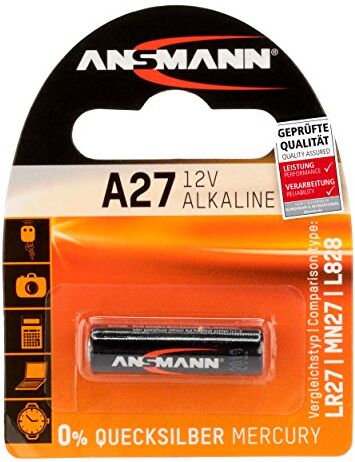 Ansmann Batteria di Marca Alkaline A27 (12V) MN27, V27A per apertura porta garage, sistema di allarme, mini radio, grilletto per videocamera, dispositivi di misura, campana ecc.