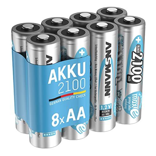 Ansmann 8x Batterie ricaricabili stilo AA - 2100 mAh 1,2V NiMH - Pila a ricarica veloce - fino a 1000 cicli di ricarica eco-friendly