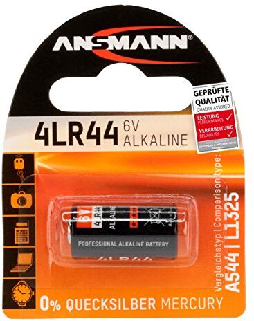 Ansmann Batteria di Marca Alkaline 4LR44 (6V) V04034, A544, 28° per apertura porta garage, sistema di allarme, mini radio, grilletto per videocamera, dispositivi di misura, campana ecc.