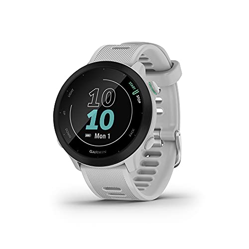 Garmin Forerunner 55 (Whitestone), Smartwatch running con GPS, Cardio, Piani di allenamento inclusi, VO2max, Allenamenti personalizzati,  Connect IQ, Taglia unica