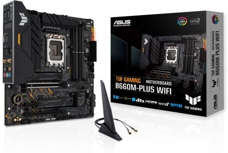 Asus TUF Gaming B660M-PLUS WiFi Scheda Madre mATX, Intel B660, LGA1700, DDR5, PCIe 5.0, LAN Realtek 2.5Gb, WiFi 6, Realtek 7.1 Surround, 2xM.2, 4xSATA 6GB/s, USB 3.2 Gen 2x2, Armoury Crate