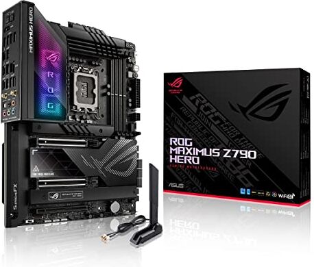 Asus ROG MAXIMUS Z790 HERO Scheda Madre Gaming ATX, Intel Z790, LGA1700, DDR5, 2xPCI 5.0, WiFi 6E(802.11ax), Intel 2.5Gb Ethernet, ROG SupremeFX 7.1, 5xM.2, 6xSATA 6GB/s, Aura Sync RGB, Nero