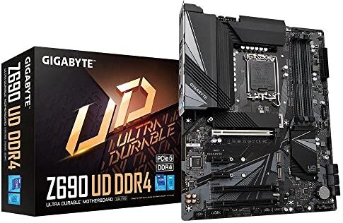 Gigabyte Z690 UD DDR4 ATX Motherboard - Supports 12th Gen Intel Core Processors (LGA 1700), DDR4-5333MHz(OC) Memory, 1x PCIe 5.0 x16 Slot, 3x NVMe PCIe 4.0 x4 M.2 & USB 3.2 Gen 2x2 Type-C