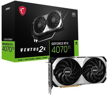 MSI GeForce RTX 4070 Ti VENTUS 2X 12G OC Scheda Video Gaming - 12GB GDDR6X, 2655 MHz, PCI Express Gen 4, 192-bit, 3x DP v 1.4a, HDMI 2.1a (Supporta 4K & 8K HDR)