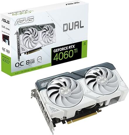 Asus DUAL NVIDIA GeForce RTX 4060 Ti OC Edition Scheda Grafica, 8 GB GDDR6 128-bit 18 Gbps PCIE 4.0, GPU Tweak III, DUAL-RTX4060TI-O8G-WHITE