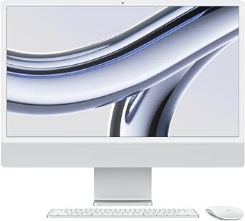 Apple 2023 Computer desktop all-in-one iMac con chip M3: CPU 8-core, GPU 8-core, display Retina 4,5K 24", 8GB di memoria unificata, 256GB di archiviazione SSD, accessori in tinta. Color Argento