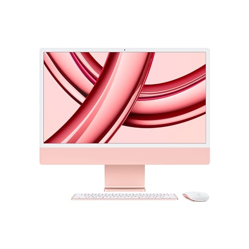 Apple 2023 Computer desktop all-in-one iMac con chip M3: CPU 8-core, GPU 8-core, display Retina 4,5K 24", 8GB di memoria unificata, 256GB di archiviazione SSD, accessori in tinta. Color Rosa