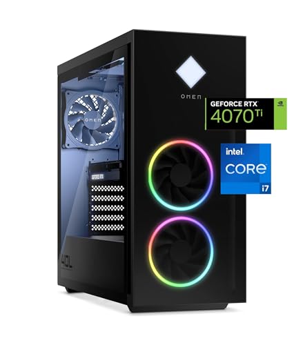 HP OMEN 40L Desktop GT21-1002ss PC - Computer da gaming (Intel Core i7-13700K, 32 GB RAM, 1 TB HDD + 1000 GB SSD, NVIDIA GeForce RTX 4070 Ti 12 GB, FreeDOS) Nero