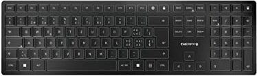 CHERRY KW 9100 SLIM, tastiera wireless, layout svizzero, tastiera QWERTY, connettività Bluetooth o wireless, azione a forbice SX, ricaricabile tramite cavo USB, piatta, nero-argento