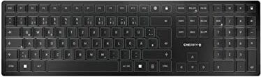 CHERRY KW 9100 SLIM, tastiera wireless, layout tedesco, tastiera QWERTY, connessione Bluetooth o wireless, azione a forbice SX, ricaricabile tramite cavo USB, piatto, nero-argento