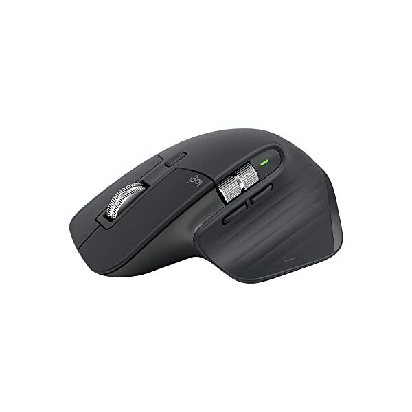 logitech mx master 3s-mouse wireless ad alte prestazioni con scorrimento ultraveloce, ergonomico, 8k dpi, rilevamento del vetro, clic silenziosi, usb-c, bluetooth, windows, linux, - grigio scuro