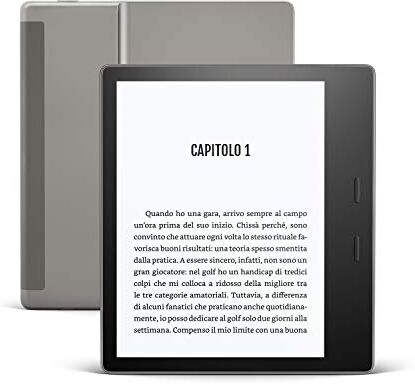 Amazon Kindle Oasis - Ora con tonalità della luce regolabile - Resistente all’acqua, 32 GB, Wi-Fi + connettività cellulare gratuita, Grafite