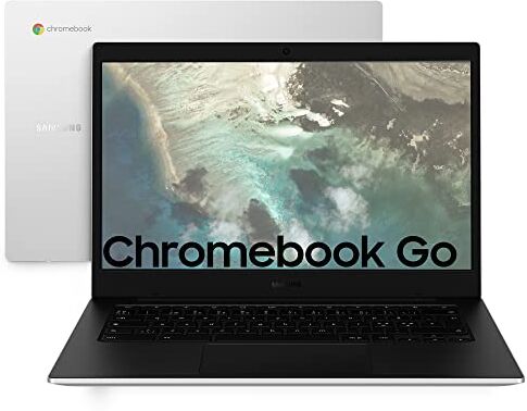 Samsung Galaxy Chromebook Go, Computer Portatile XE340XDA-KA1IT Chrome OS, Processore Intel Celeron, Display Screen 14” Full HD LED, RAM 4GB, Memoria eMMC 64GB, USB-C, Silver (Versione Italiana)