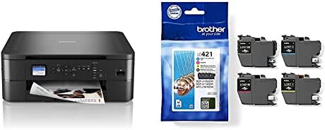 Brother DCPJ1050DW Stampante multifunzione inkjet a colori 3 in 1,Formato A4,Connettività di rete wireless & LC421VAL Cartucce InkJet Originali, Capacità Standard, fino a 200 Pagine