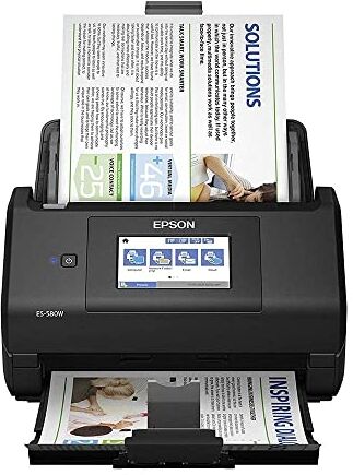 Scanner Epson WorkForce ES-580W, scanner di file (scansione senza PC, da 35 a 70 immagini al minuto, fino a DIN A4, scansione fronte-retro in un unico passaggio, allineamento automatico) Taglia unica