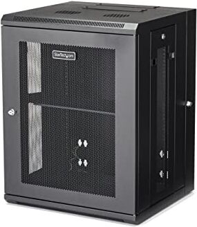 StarTech.com Armadio Rack 19" 15U a Muro, Server Rack 19" Profondo 40,5 cm per Switch/Dispositivi di Rete/AV, Rack Dati Ventilato con Ripiano e Pannelli Laterali Rimovibili, Assemblato (RK1520WALHM)