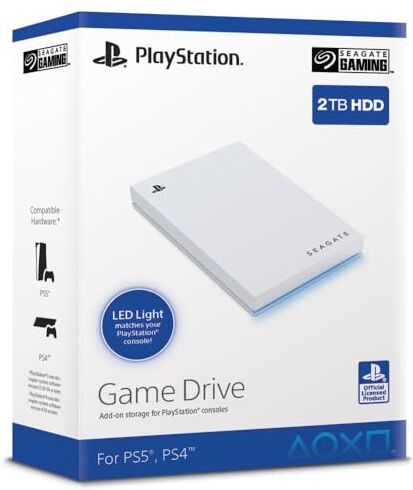 Seagate Game Drive for PS4/PS5, 2 TB, Unità SSD esterna, 2.5", USB 3.0, licenza ufficiale, LED blu (STLV2000202)