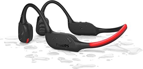 Philips TAA7607BK/00 Cuffie Sportive Wireless Open-ear, Resistenza agli Spruzzi e al Sudore IP66 e Fino a 9 Ore di Riproduzione, Luce di Sicurezza LED, Nero