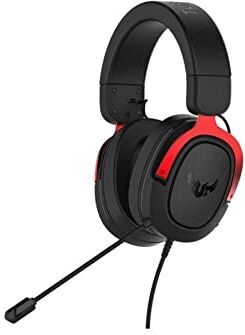 Asus TUF Gaming H3 Cuffie Gaming Jack 3.5mm, Surround Sound 7.1, Driver da 50mm, Design Leggero, Per PC, Mac, PS4/PS5, Xbox One, Switch e Dispositivi Mobile, Nero/Rosso