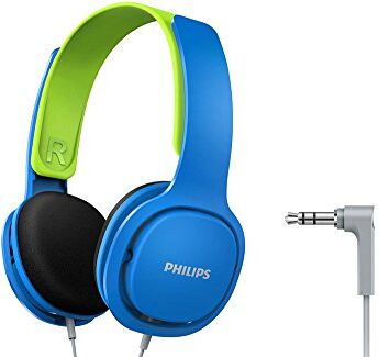 Philips AUDIO Shk2000Bl/00 Cuffie Per Bambini Over Ear, Limite Di Volume Di 85 Db, Isolamento Acustico, Cuscinetti Auricolari Morbidi, Archetto Ergonomico, Taglia Unica, Blu (Blue)