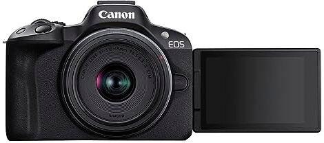 Canon EOS R50 APS-C Mirrorless + RF-S 18-45 f/4,5-6,3 (24,2 Mp,- Fino a 15fps, DIGIC X, Video 4K UHD Fino 30p, Dual Pixel CMOS Auto Focus II, Disp, Lay Touch Ordinetabile 7,5 cm, Wi-Fi, BT, 328 gr)