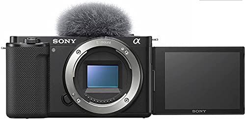 Sony Alpha ZV-E10   Vlog Camera con obiettivo intercambiabile mirrorless APS-C (schermo girevole per vlogging, video 4K, Real-Time Eye Autofocus) Nero