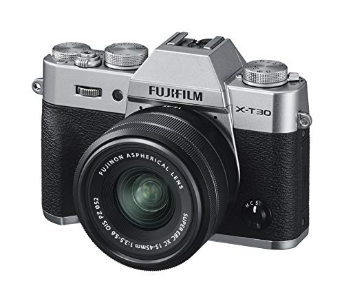 Fujifilm X-T30 Silver e Obiettivo XC15-45mm F3.5-5.6 OIS PZ, Fotocamera Digitale da 26MP, Sensore CMOS X-Trans 4 APS-C, Mirino EVF, Filmati 4K 30p, Schermo LCD Touch 3" Orientabile, Argento