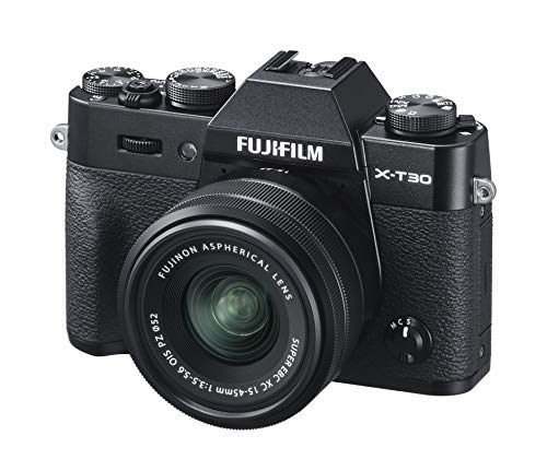 Fujifilm X-T30 Black e Obiettivo XC15-45mm F3.5-5.6 OIS PZ, Fotocamera Digitale da 26MP, Sensore CMOS X-Trans 4 APS-C, Mirino EVF, Filmati 4K 30p, Schermo LCD Touch 3" Orientabile, Nero