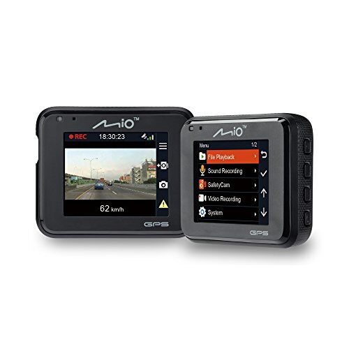 Mitac MiVue C330 Dash Cam Drive Recorder Registratore Personale per la Guida, Full HD 1080p, Grandangolo 130, Obiettivo F2.0, G-sensore a 3 assi, slot per microSD, GPS e Avvisi Autovelox, Nero