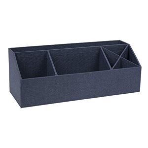 Bigso Box of Sweden Organizer scrivania con 4 scomparti - Scatola da scrivania per note, graffette, penne e altro - Portacancelleria in fibra di legno e carta effetto lino - blu