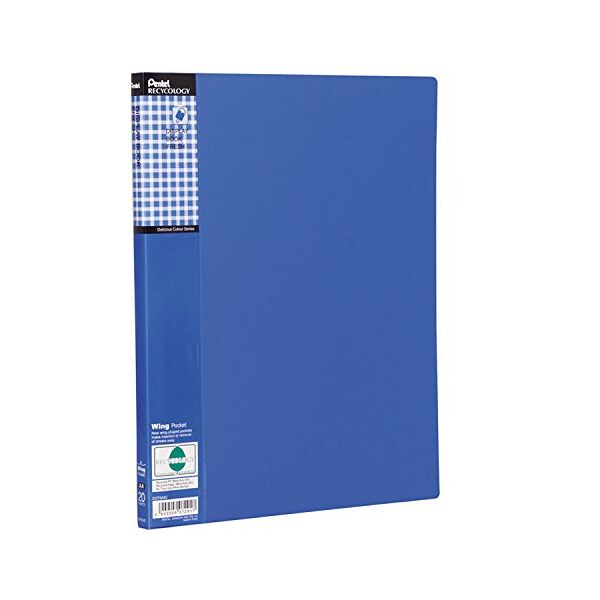 pentel - libro da esposizione fresh, 20 tasche, blu, 1 cartella a4