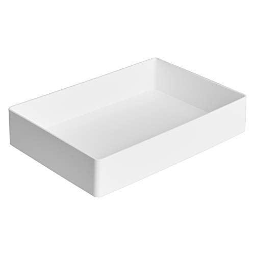 Amazon Basics Rettangolare Plastic Organizer - Vaschetta portaoggetti, colore: bianco
