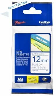 Brother TZE233 Nastro Laminato, 12 mm, Blu/Bianco