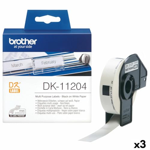 Brother DK-11204 Etichette Multiuso, Nero/Bianco