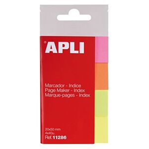 APLI – Bloc notes adesive Index 20 x 50 mm giallo rosa verde e arancione lucido 4 x 40 fogli