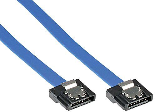 InLine® 21227 Cavo SATA III 6 GB/s, SATA a SATA, 0.15M, Basso Profilo, Chiusura a Scatto Blu