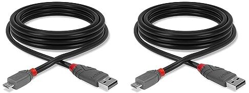 Lindy Cable USB 2.0 Tipo A A Micro-B, Linea Anthra (Confezione da 2)