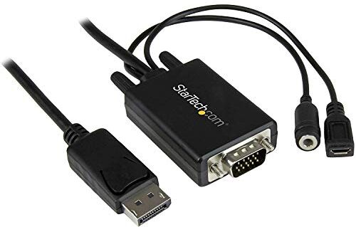 StarTech.com Adattatore DisplayPort VGA da 3m - Cavo Convertitore DisplayPort a VGA con Risoluzione 1920 x 1200/ 1080p e audio - Alimentato da Micro USB - 3 metri (DP2VGAAMM3M)