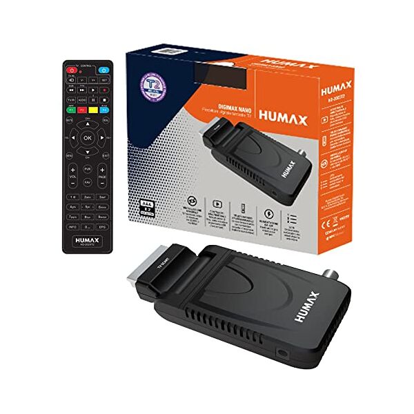 humax - decoder digitale terrestre dvb-t2 hd-2023t2 digimax nano con telecomando 2 in 1 per controllare il tv